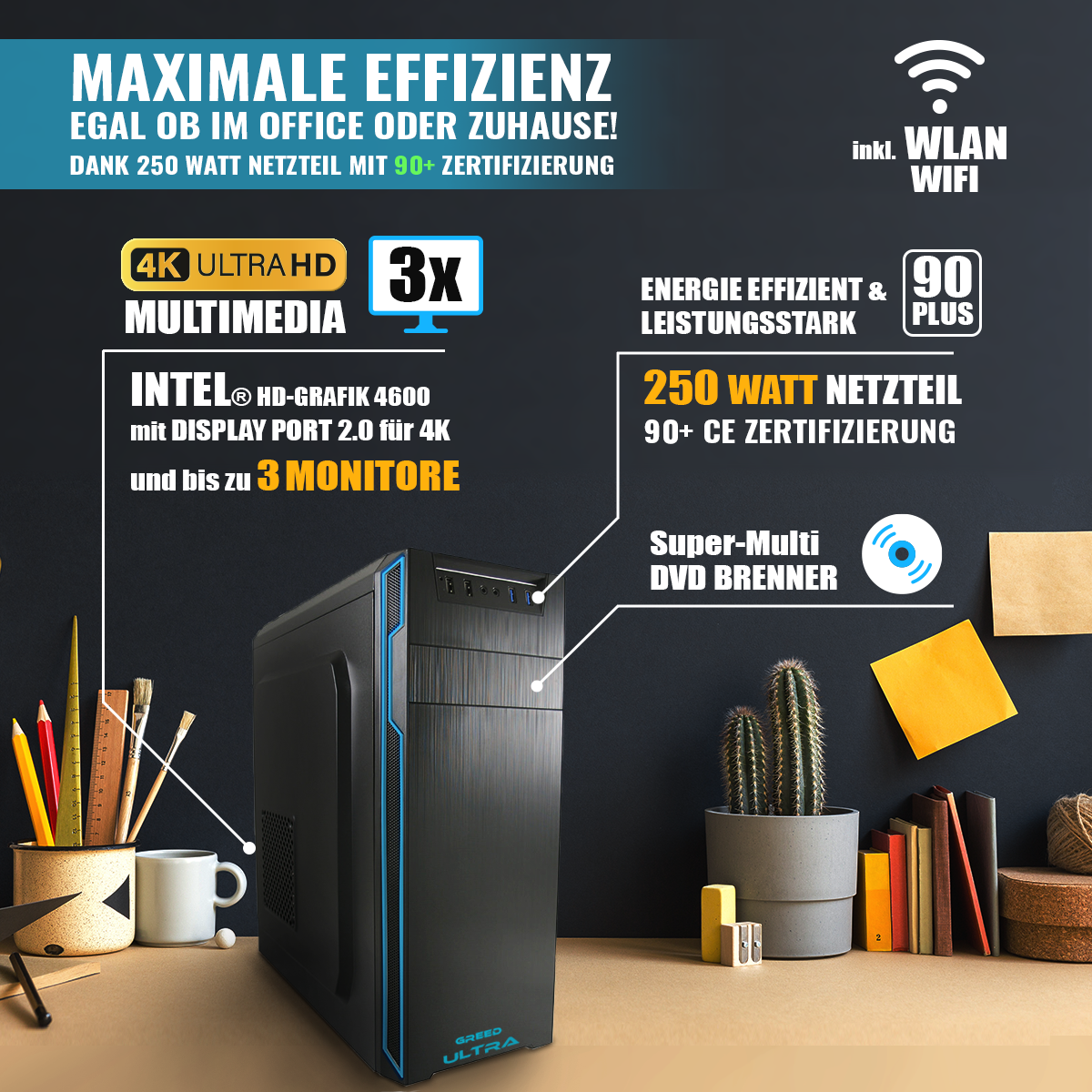 GREED® Intel Core i5-12400F Ultra Business PC + schneller Computer für Büro + Homeoffice GREED® Intel Core i5-12400F Ultra Business PC + schneller Computer für Büro + Homeoffice